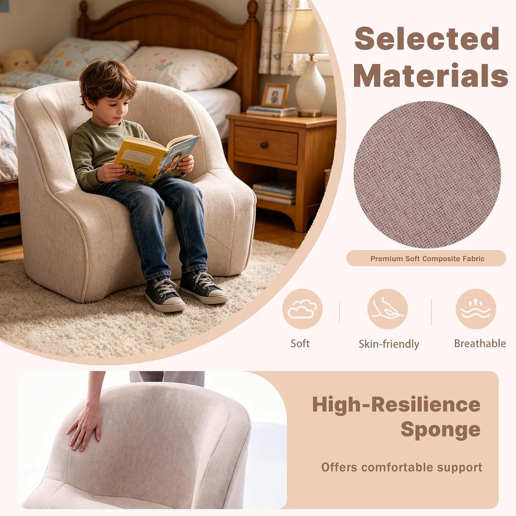Kids Bean Bag Chair, Toddler Couch with Storage Pocket, Soft Foam Baby Lounger for Playroom, Space-Saving Floor Chair for Boys & Girls (Child's Chair)