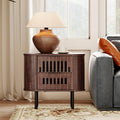 WAMPAT Fluted Nightstand, Modern Wooden End Table with 2 Drawer, Storage Bedside Table for Bedroom and Living Room