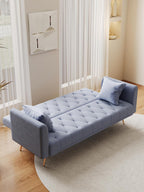 Small Space Solution: 71-inch Grey Velvet Convertible Love Seat