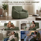 Bean Bag Chair for Adults and Kids with Armrests, High Back Corduroy Lounge Chair, Oversized Supportive Floor Sofa for Living Room, Bedroom, Dorm (Green)