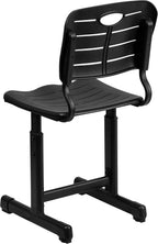 Flash Furniture Nila Set of 12 Adjustable Height Black Student Chair with Black Pedestal Frames