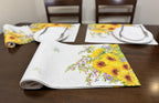 Sunflower Placemats Set of 4, 18"x13" Linen Look Farmhouse Placemats, Washable Heat Resistant Table Placemats for Kitchen, Dining Room, Outdoor Patio