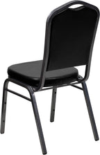 BizChair 4 Pack Crown Back Stacking Banquet Chair in Black Vinyl - Silver Vein Frame