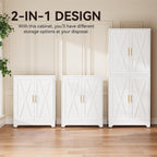 Modular Metal Storage Cabinet,75" White Stackable 2-in-1 Metal Cabinets with 4 Doors & 6 Adjustable Shelves,Freestanding Floor Storage for Kitchen,Home Office Living Room,Dining Room