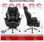 Clome 500lbs Big and Tall Office Chair Adjustable Lumbar Support for Back Pain, Extra Wide Seat Executive Office Chair Thick Armrest Pad, Heavy Duty Base Ergonomic Computer Desk Chair