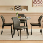 Dining Room Chairs Set of 4, PU Leather Seats with Black Metal Legs, Waterproof Chairs Set of 4 for Kitchen & Dining Room, 15-Min Assembly - Dark Grey