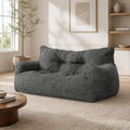 59" Bean Bag Chair,2 Seat Loveseat Sofa,Corduroy Lazy Sofa Bed for Adults,Fit Living Room, Bedroom,Outdoor Spaces,Ultra Soft Dutch Velvet,Fluffy Comfort Cover,Grey