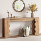 karlott 70.9" Farmhouse Entryway Table, Wood Console Table ，Behind Couch Table, Extra Long Sofa Table, Wavy Edge Design Console Table for Entryway, Entrance, Hallway, Forey, Living Room, Natural