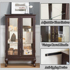43" H Lighted Glass Curio Display Cabinet, 3-Tier Glass Storage Cabinet Curio Showcase with Adjustable Shelves,Wine Artwork Storage Rack with Mirrored Back Panel for Living Room (Dark Cherry)