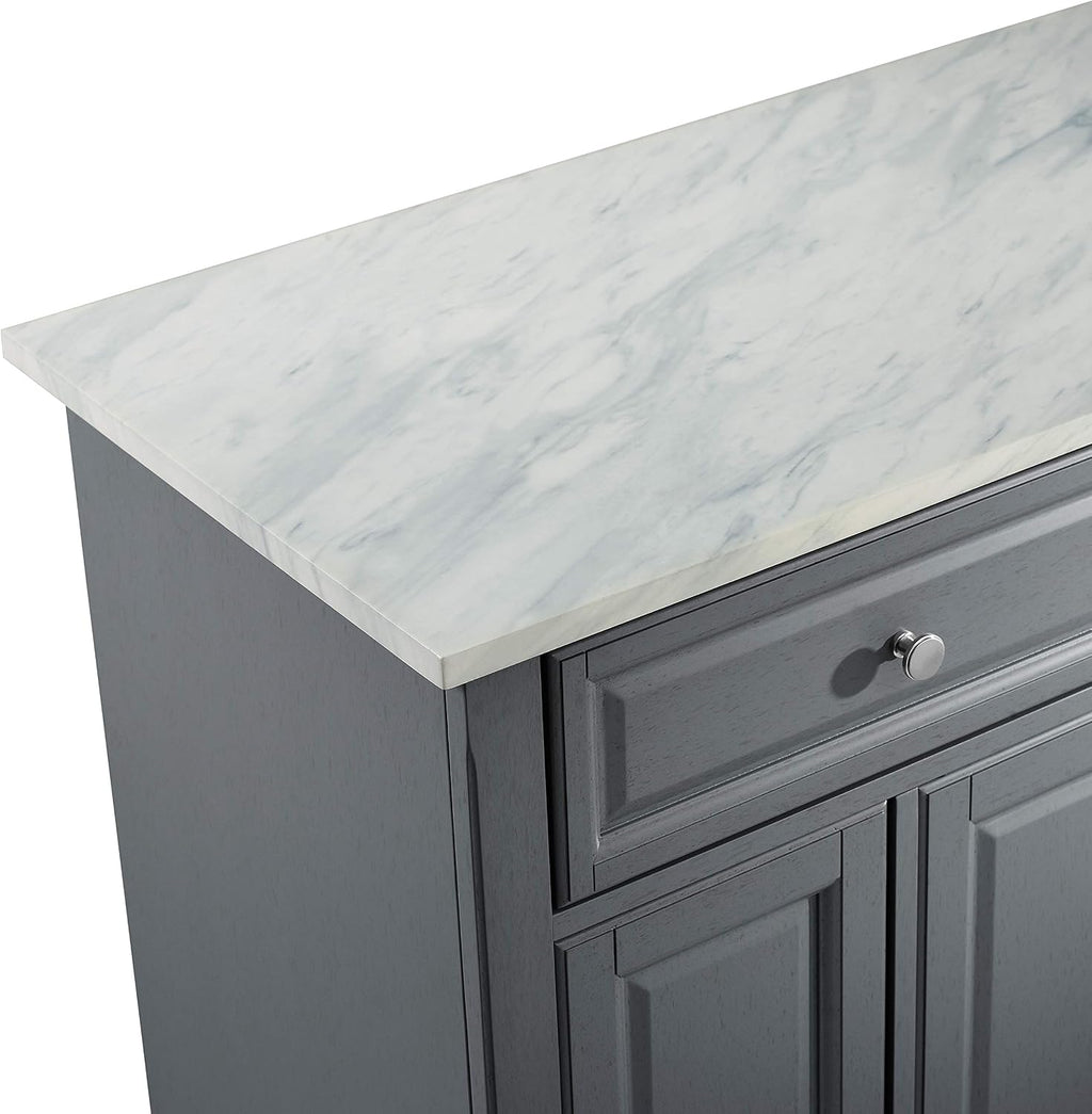 Crosley Furniture Avery Kitchen Island with Storage Shelves, Microwave Stand, Coffee Bar, Gray