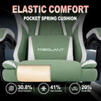 Misolant Gaming Chair, Fabric Gamer Chair with footrest for Adults, High Back Ergonomic Computer Game Chair with Adjustable Headrest and Massage Lumbar Support, 90-155° Recline Free, Green