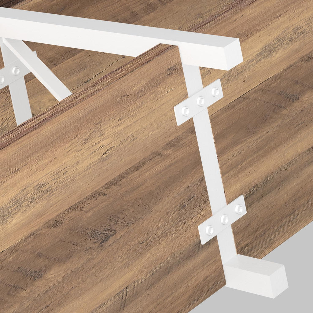 IBF Industrial Console Tables for Entryway, White and Rustic Oak, 63in | Farmhouse 3 Tier Wood and Metal Entryway Table with storage, Long Narrow Sofa Table Behind Couch
