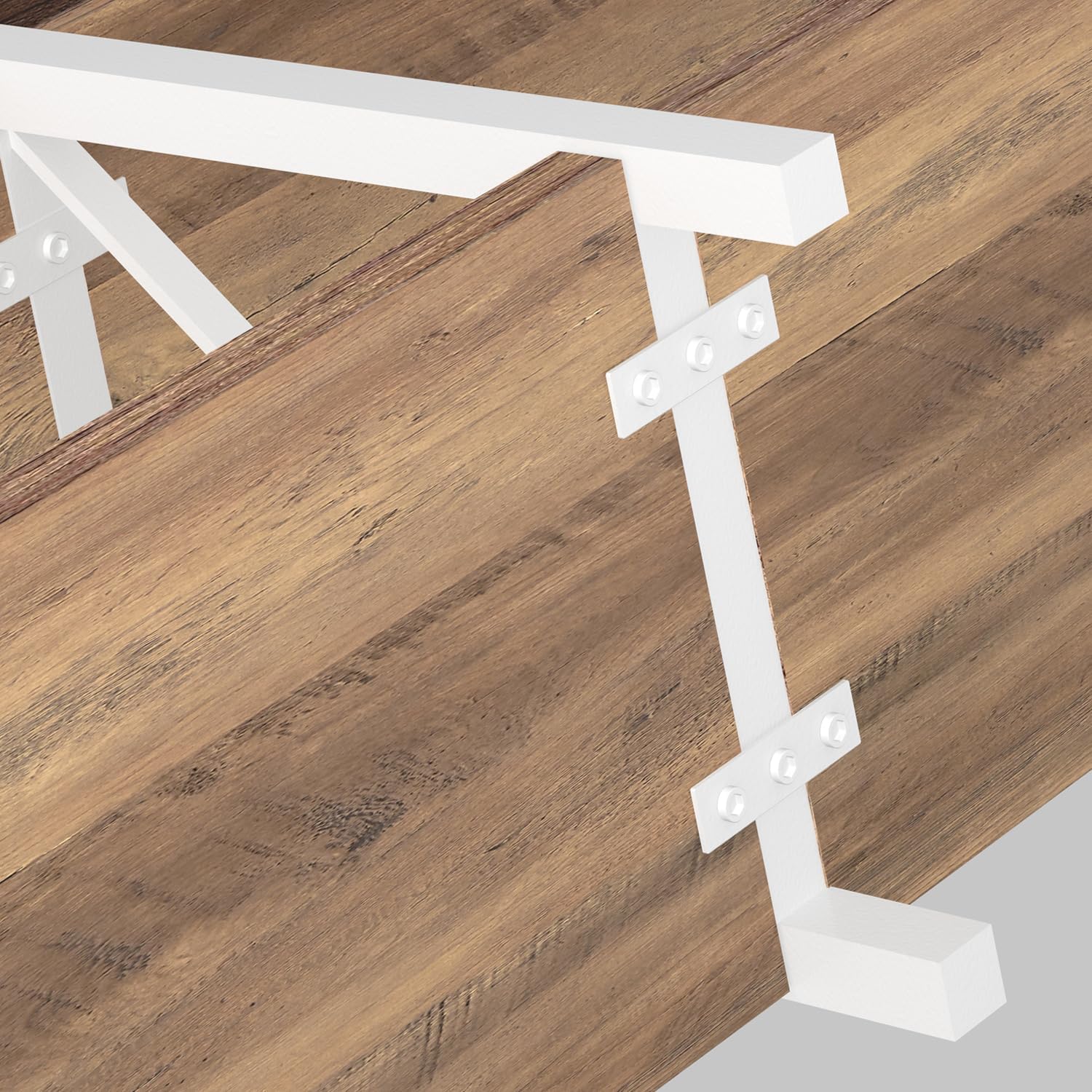 IBF Industrial Console Tables for Entryway, White and Rustic Oak, 63in | Farmhouse 3 Tier Wood and Metal Entryway Table with storage, Long Narrow Sofa Table Behind Couch