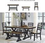 Signature Design by Ashley Wildenauer Dining Chairs Set of 2, Modern Ladderback Dining Chairs with Solid Wood Frame, Two-Tone Finish, Contoured Seat, Black/Brown