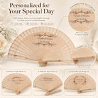 Personalized Wedding Fans for Guests Bulk– Custom Wooden Handheld Folding Fans for Wedding Favors, Baby Showers & Birthday & Party Gifts | Favors for Guests with Organza Bags & Tassels (30Pcs)
