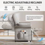 Power Recliner Chair for Adults with Heat & Massage - Linen Electric Reclining Sofa with Remote Control, 3 Side Pockets, 180° Lay Sleeper for Living Room Home Theater, Light Grey