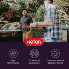 Keter Outdoor Rolling Table Cart for Food Prep, Storage, Bar & Grill, Dark Brown - Portable Kitchen Island Tabletop with Wheels for Drinks, Snacks, and Cooking