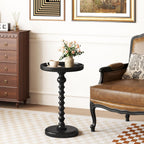 Yusong Round Side Table, Drink Table for Small Spaces, Mid-Century Accent End Table Nightstand Bedside Table for Living Room, Bedroom, Corners, and Office, Black