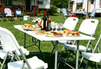 6 Foot Folding Table 6ft Foldable Portable Plastic Tables for Party, Fold-in-Half Heavy Duty Table, 6’ Utility Dining Card Long Table, Indoor Outdoor Fold up for Picnic, Camping, White, Large