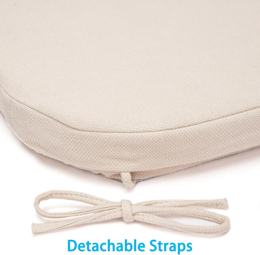Chair Cushions for Dining Chairs, D-Shaped Non-Slip Seat Cushions with Removable Washable Covers & Ties, Chair Pads for Kitchen, Indoor Patio 17" x 16" (Cream, 4 Count)