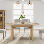GarveeHome Oval Dining Table for 6-8 People, Long Large Kitchen Table with Thick Sturdy Wooden Base, Farmhouse Dining Room Table for for Kitchen, Living Room, Office (63" Long,Natural)