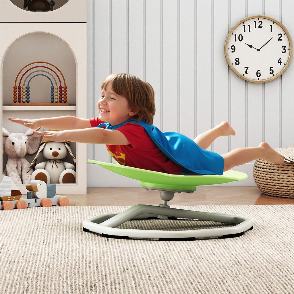 Costzon Sensory Chair, 360° Sit & Swivel Autistic Children Sensory Toy w/Non-Slip Metal Base for Training Body Coordination and Indoor Outdoor Use, Spinning Chair for Autistic Kids (Green,Cat Paw)