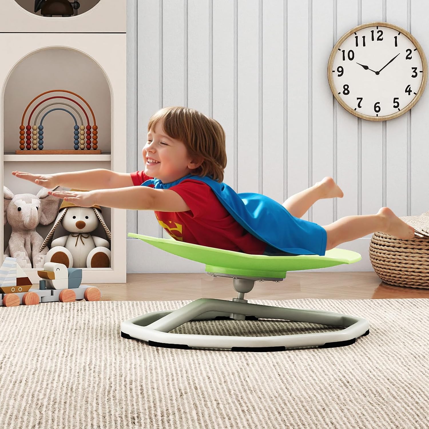 Costzon Sensory Chair, 360° Sit & Swivel Autistic Children Sensory Toy w/Non-Slip Metal Base for Training Body Coordination and Indoor Outdoor Use, Spinning Chair for Autistic Kids (Green,Cat Paw)