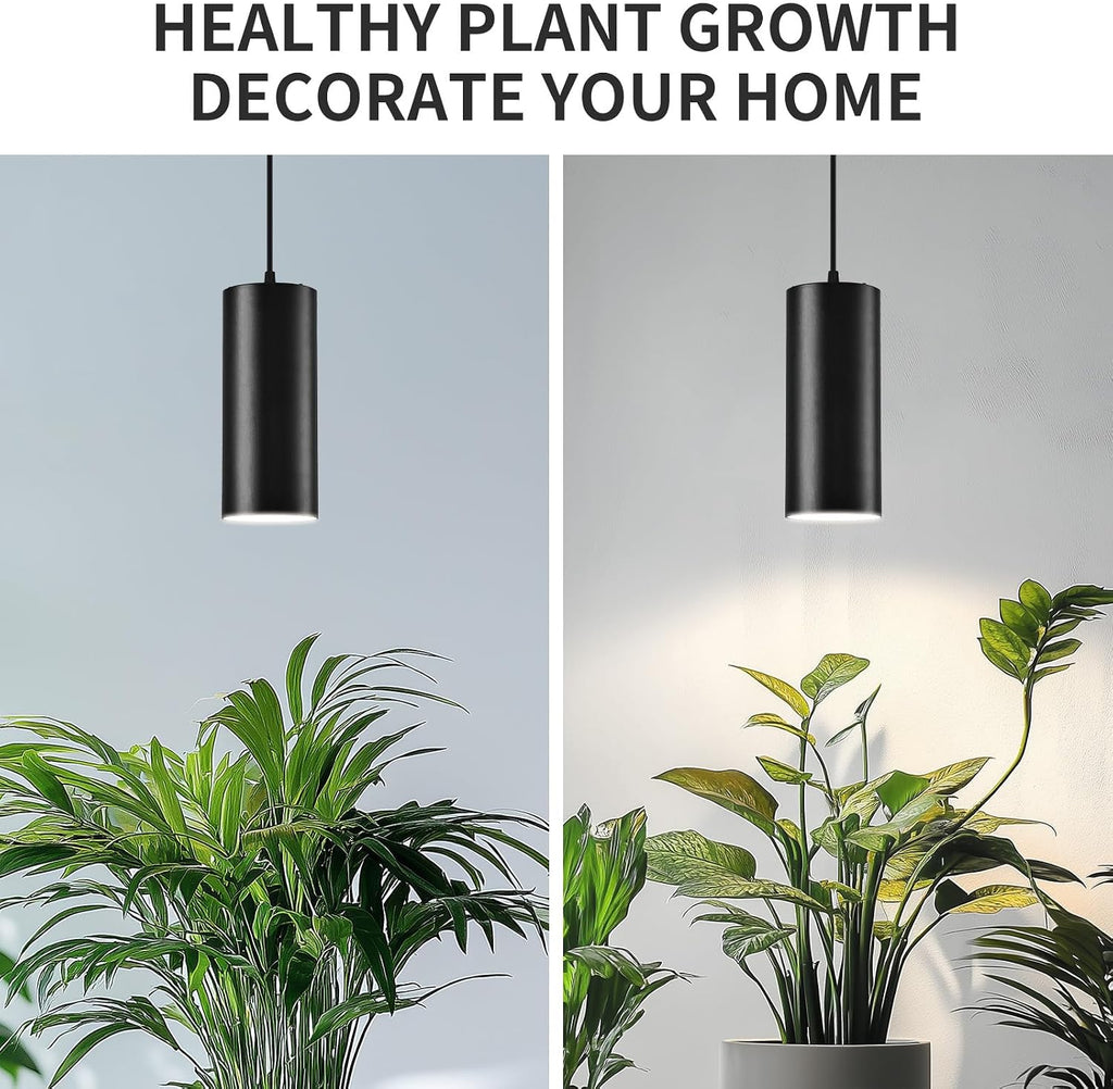 4" Pendant Lights Kitchen Island, 25W Cylinder Hanging Lights with Dipswitch, Modern Eye Care Led Pendant Lamp fixtures for Bedroom, Living Room, Office (Black, 2 Pcs)