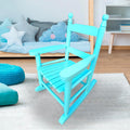 Kids Rocking Chair Light Blue: Solid Populus Wood Construction & 110 LBS Weight Limit - Indoor/Outdoor Use for Children's Room, Balcony & Porch