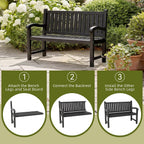 Outdoor Bench, 2-Person Outdoor Benches Weatherproof, 600 lbs Weight Capacity, Low Maintenance, Garden Bench for Patio, Park, Porch, Backyard, Balcony