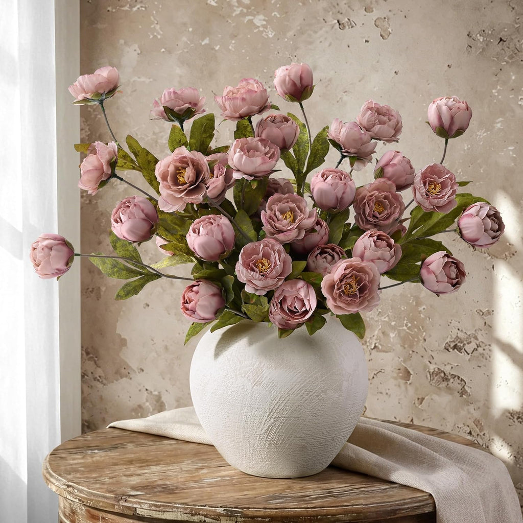 Waipfaru 6 Pcs Faux Peonies Artificial Flowers for Vase, Vintage Silk Peony Stems for Wedding Vase Filler DIY Bouquet Centerpieces Home Indoor Outdoor Decor (Pink, 27")