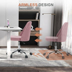 DUMOS Office Chair, Comfy Desk Chair Rolling Vanity Swivel Task Chairs with Wheels, Wide Seating Armless Height Adjustable Computer Chairs for Home,Bedroom,Student,Adults, Blush