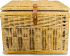 The Basket Lady Handwoven Deep Wicker Storage Trunk, Natural Rattan Wicker Chest with Lid and Handles for Blankets, and Home Organization-Sandstone, Large, 24" L x 17" W x 17.5" H