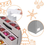 Relaxdays Christmas Bauble Storage Box, 64 Baubles, H x W x D: 40 x 36.5 x 36.5 cm, Polyester, Cardboard, Ball Box, Grey