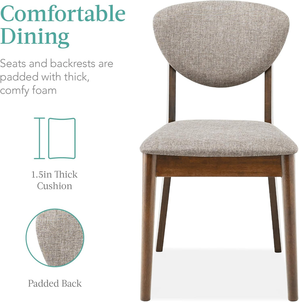 Best Choice Products 5-Piece Dining Set, Compact Mid-Century Modern Table & Chair Set for Home, Apartment w/ 4 Chairs, Padded Seats & Backrests, Wooden Frame - Walnut/Light Gray