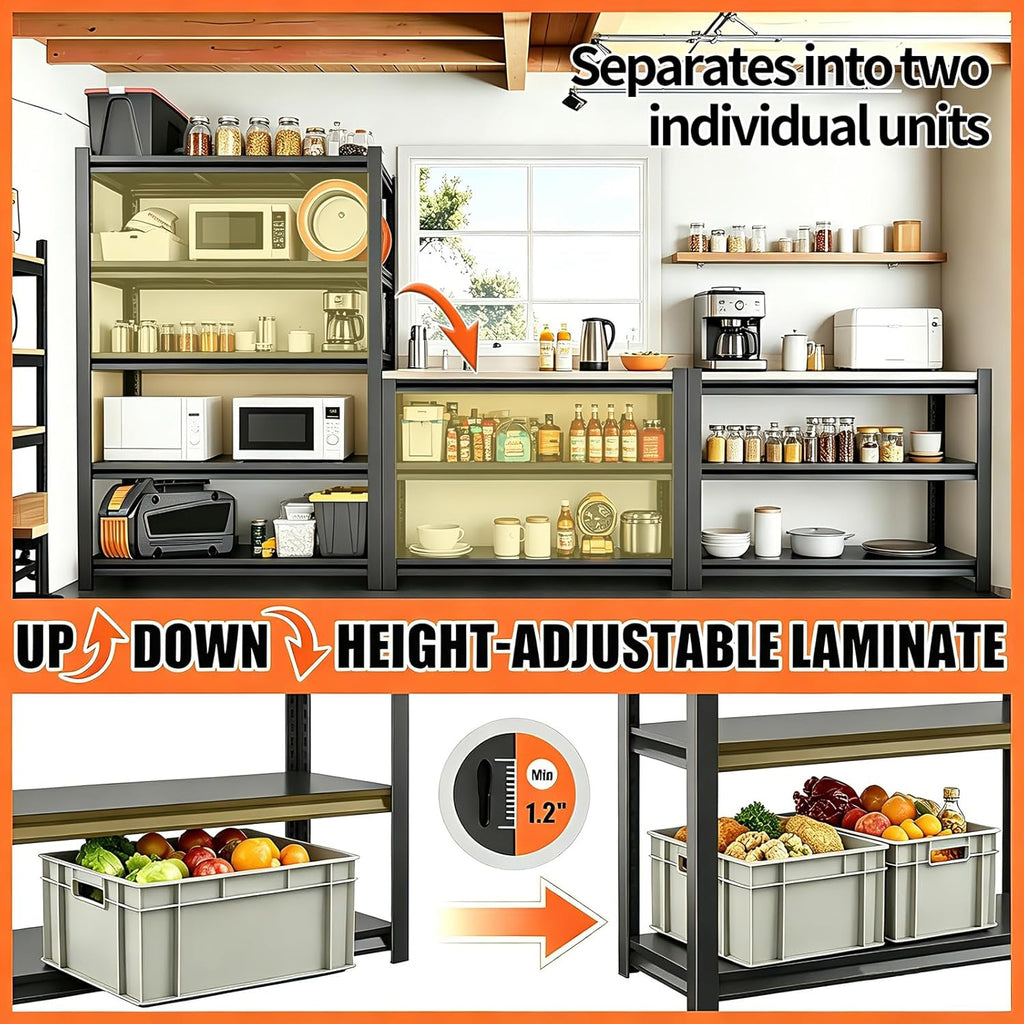 PRESTELION 5-Tier Adjustable Bakers Rack, 2000 lbs Capacity All-Steel Standing Kitchen Shelf, 39.4" L x 15.7" W x 72" H - Microwave Stand with Storage for Kitchen, Living Room, Dining Room