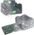 Toddler Couch, Glow in The Dark Kids Couch 2 in 1 Sofa Bed, Convertible Flip Open Toddler Sofa Couch Bed, Kids Sofa for Playroom Bedroom