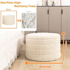 Asuprui Pouf Ottoman Foot Rest – Plush Round All-in-one Foam Stool for Cozy Lounging, Floor Pouf & Chic Decor (Linen)