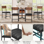 Jocoevol Industrial Dining Chairs Set of 6 - Upholstered Dining Room Chairs with PU Leather, Kitchen Chairs with Wooden Backrest and Thickened Metal Legs, for Dining Room, Living Room (6) (Brown)