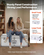 VEVOR Storage Trunk, Set of 2, Wooden Suitcase Storage Boxes with Padlocks, Large Trunk Includes Casters and 3 Metal Handles, Decorative Store Chest with Lids for Travel, Apartment, Dorm, White