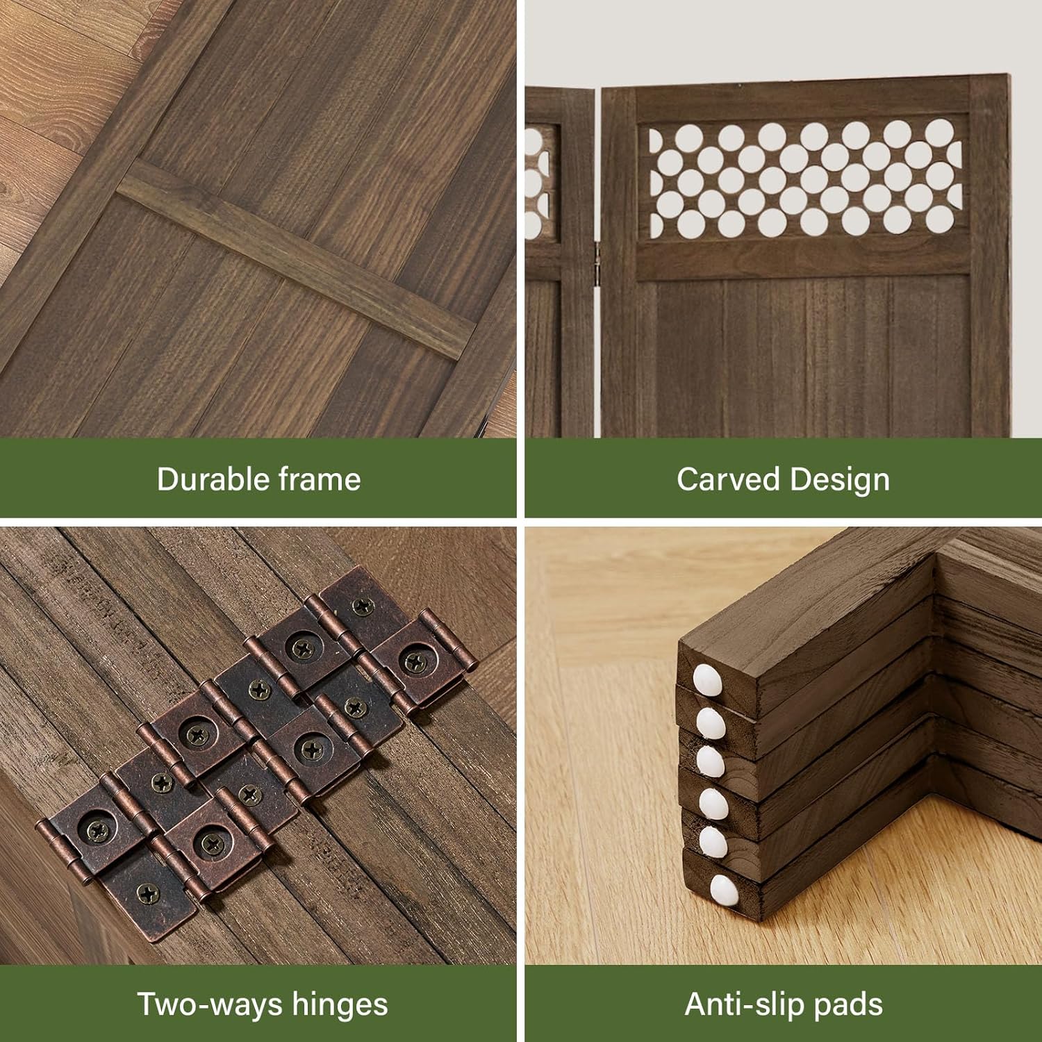 Privacy Screen Room Divider Panel - 67 Inch Tall Natural Wood Folding Partition Room Dividers, No-Assembly Required, Enhance Privacy and Aesthetic Appeal, Ideal for Home or Office Brown 6 Panel