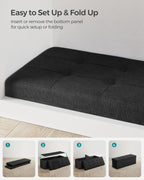 SONGMICS MAZIE Collection - 43 Inches Folding Storage Ottoman Bench, Ottoman Foot Rest, End of Bed Bench, Storage Chest, Load 660 lb, for Living Room, Bedroom, Entryway, Ink Black ULSF077B01