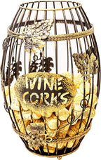 Wine Cork Holder for Countertop or Cabinet, Barrel-Shaped Metal Cork Holder Holds Up to 227 Wine and Champagne Corks, Storage Organizer with Open Top and Non-Slip Base for Bar Area Kitchen