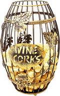 Wine Cork Holder for Countertop or Cabinet, Barrel-Shaped Metal Cork Holder Holds Up to 227 Wine and Champagne Corks, Storage Organizer with Open Top and Non-Slip Base for Bar Area Kitchen