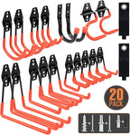 TONDA Garage Hooks, 20 Pack Garage Organization, Wall Storage Hooks Heavy Duty for Hanging Bike, Ladder, Garden Tools, Hose and Ropes, Orange