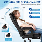 Furmax Office Chair with Footrest Ergonomic High Back Design Executive Computer Desk Chair400lbs, 90-135° Reclining Leather Home Office Desk Chairs Swivel Task Chairs with Wheels(Black)