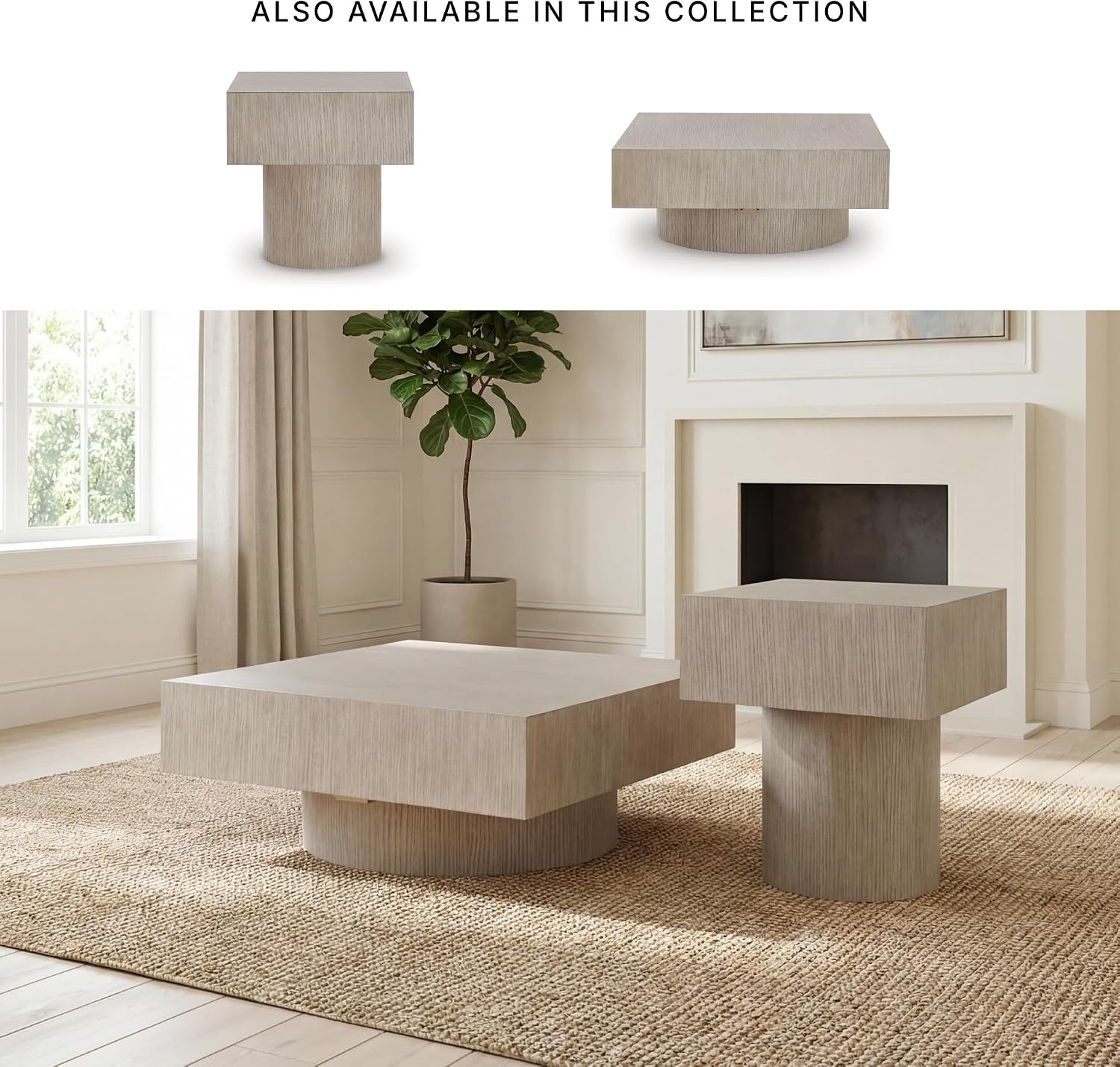 Signature Design By Ashley Jorielyn Contemporary Square End Table, Geometric Silhouette, Hardwood Solids, 24" W x 24" D x 24.13" H, Light Grayish Brown