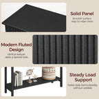 MAHANCRIS Fluted Console Table for Entryway, 43.2" Narrow Console Table with Storage, 2 Tier Industrial Sofa Table for Entryway, for Living Room, Behind Couch, Narrow Hallway, Entry, Black CTBK38001