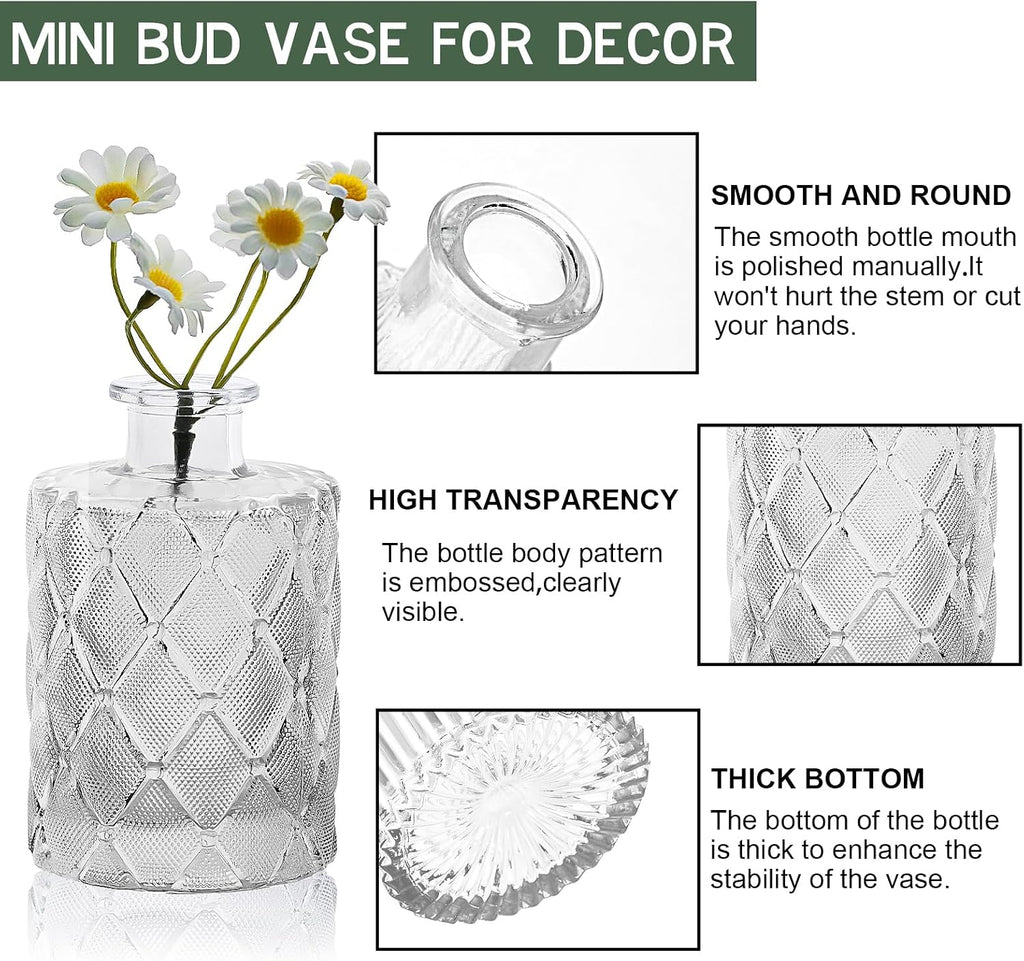 Arme Glass Bud vases in Bulk，Small Glass Flower Vase for Centerpieces 20Pcs | Small Clear Bud Vases ， Mini Vintage Vase for flowers& Rustic Wedding Decorations