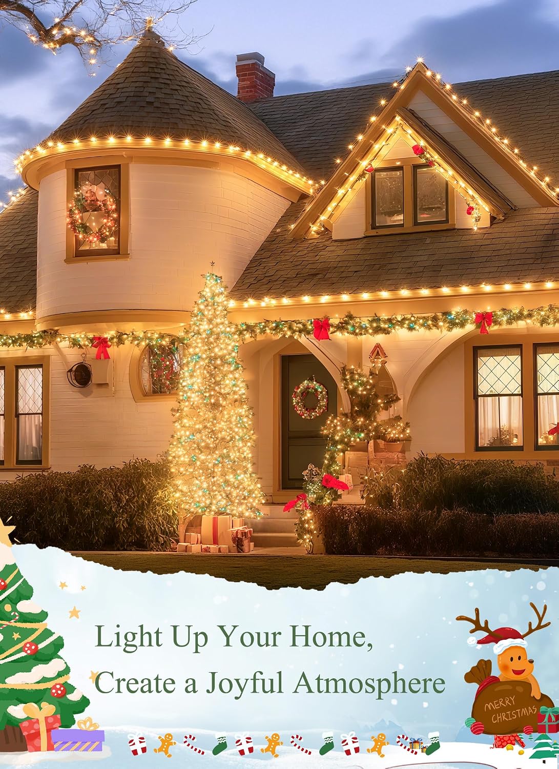 Brightown All in One Christmas Light Clips, Universal Gutter Hooks and Shingle Clip for C7, C9 and Mini Lights, 200 Pack